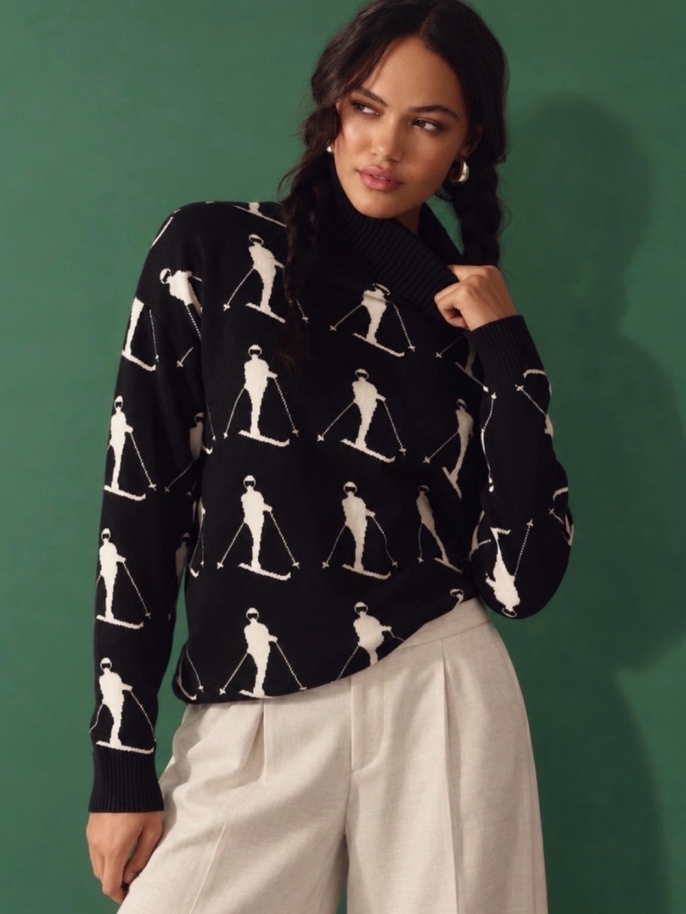 Anthropologie ALP N ROCK Dani Vintage Funnel Neck Apres Ski Sweater Size M